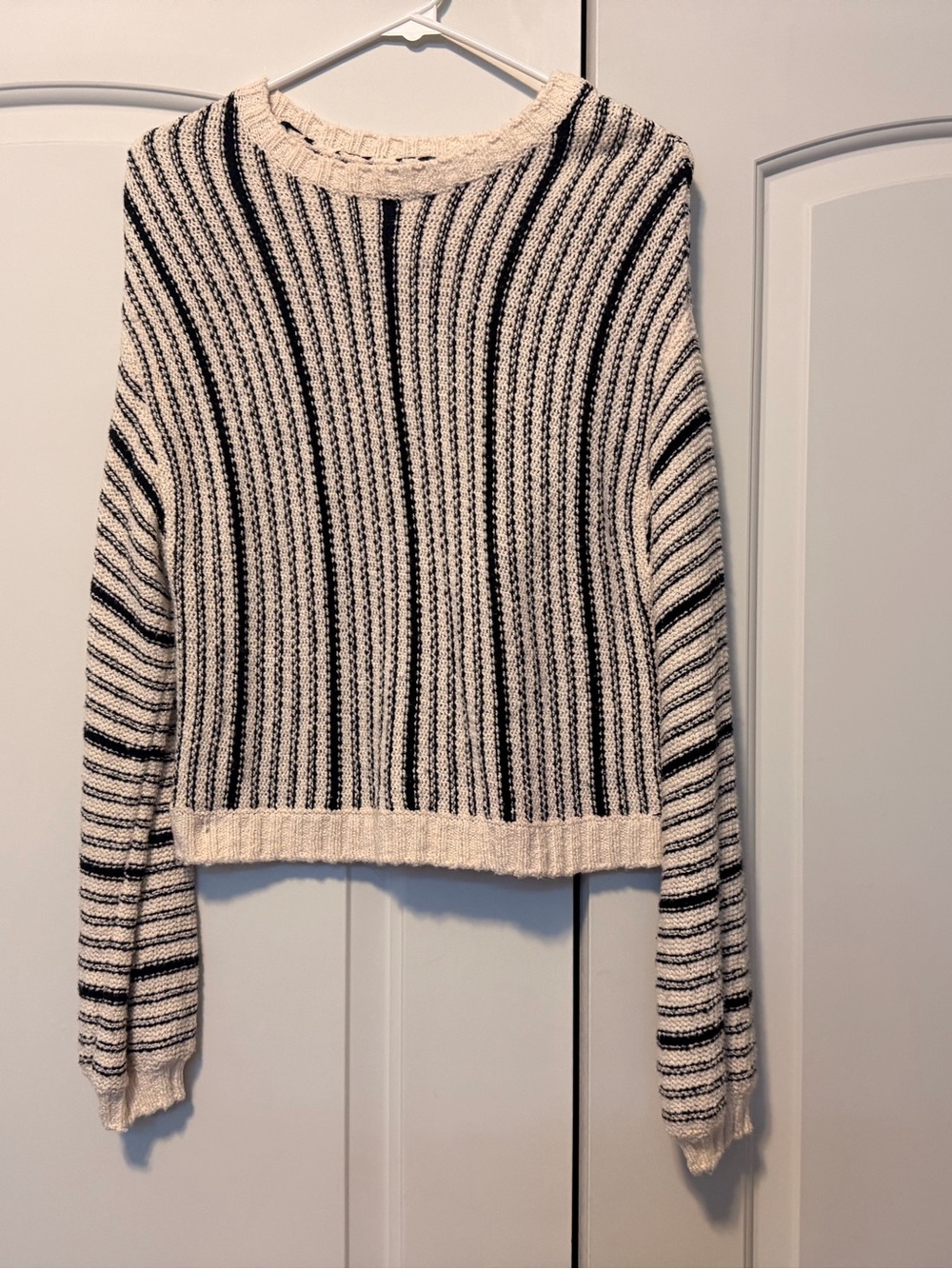 Billabong- Striped Black and Cream Women's Knit Sweater